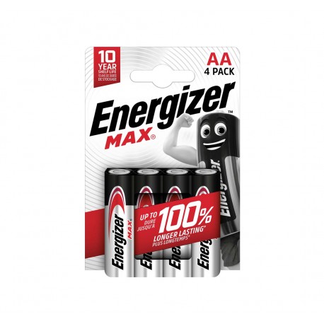 Blister de 4 piles alcalines Energizer MAX 1,5 V ( AA / LR6 )