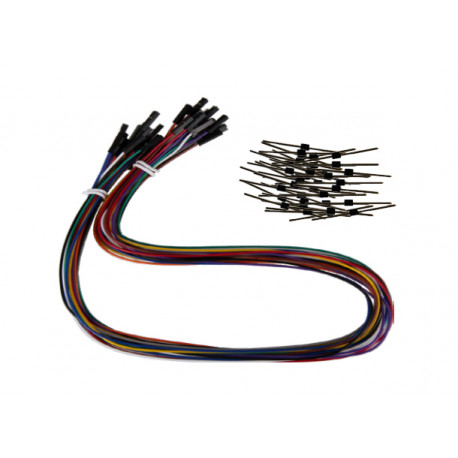 Jeu de 20 straps flexibles F/F (50 cm) avec 40 connecteurs mâle/mâle