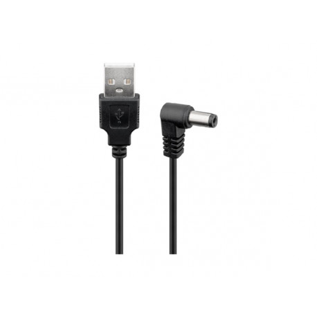 Cordon USB A mâle vers DC coudé 2.1mm (1 m)